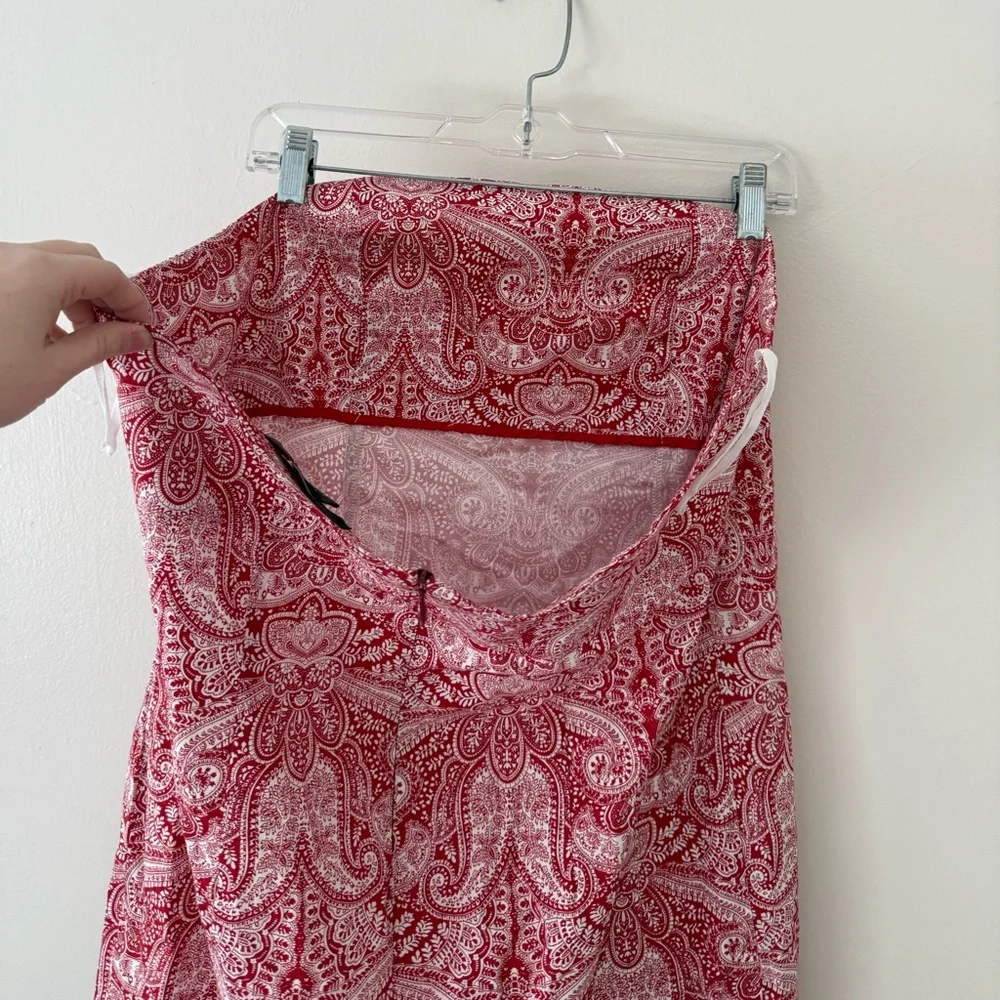 Plus Size 18 Strapless Mini Dress Red and White Paisley Bandana Western - Picture 3 of 13